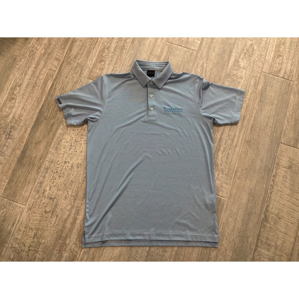 Dunning Golf Mens Blue White Striped Polo Shirt CME Group Tour Championship S